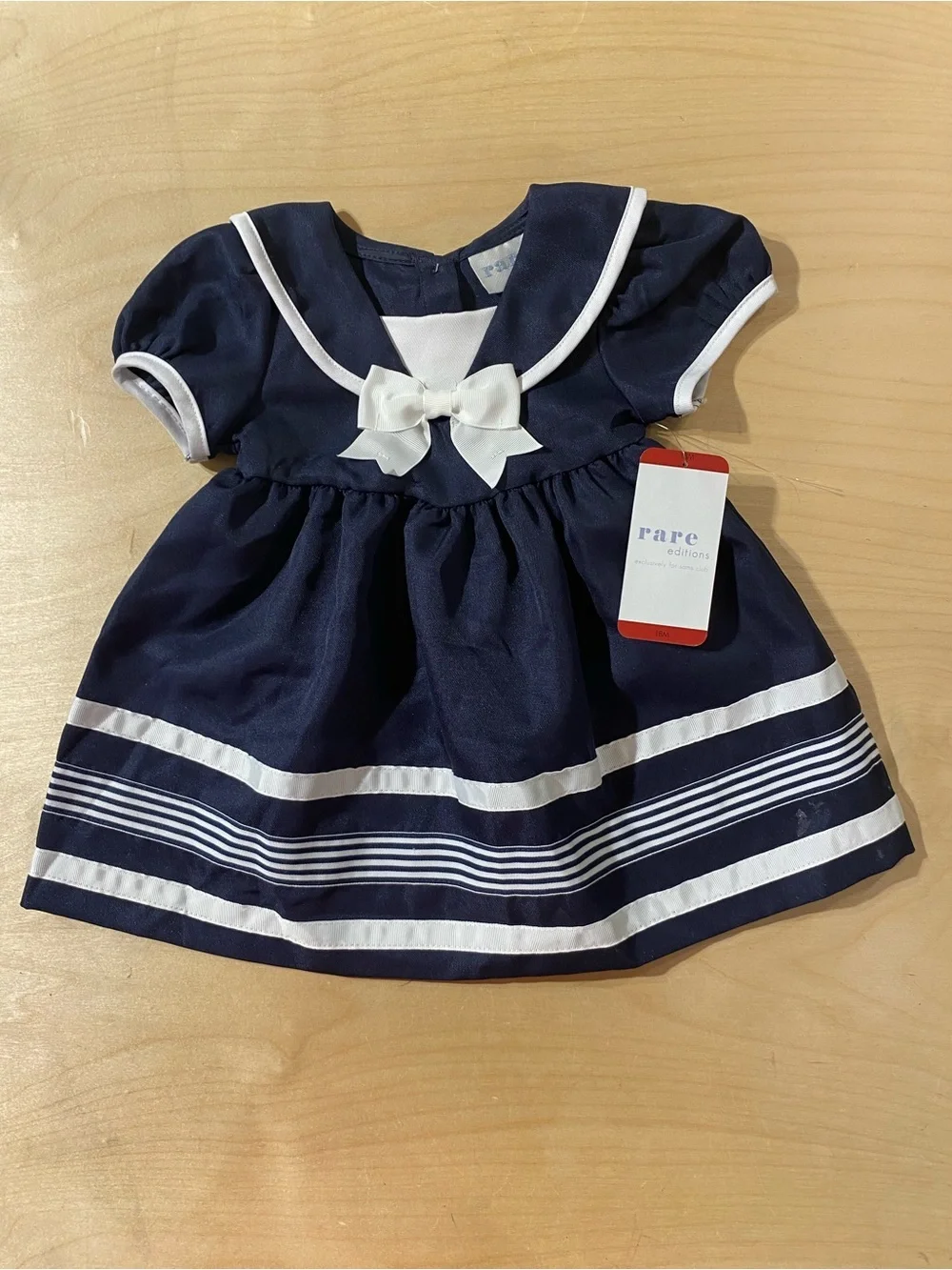 Rare Editions Navy and White Sailor Dress with Bow 18 Months (RY)